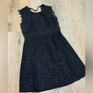Annabella Sleeveless Little Black Dress, Eyelet Embroidered type Lace